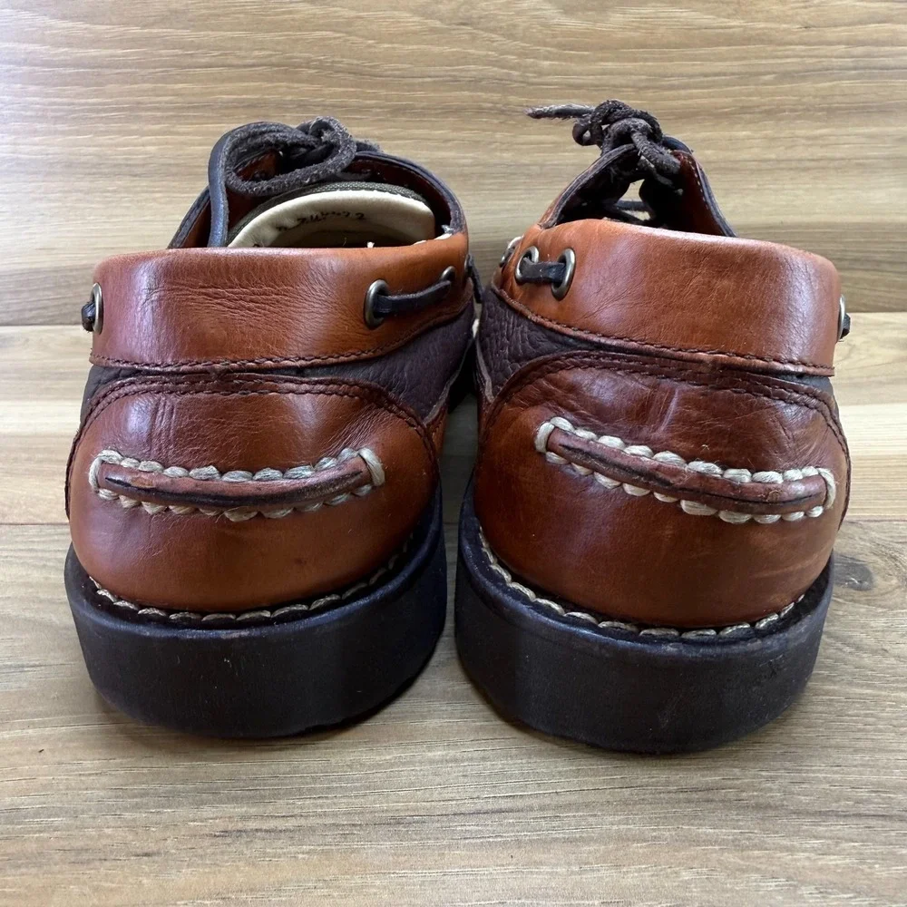 LL BEAN Bison Moc Toe Loafers Mens 10 D Two Tone Brown Travel Casual Old Money
